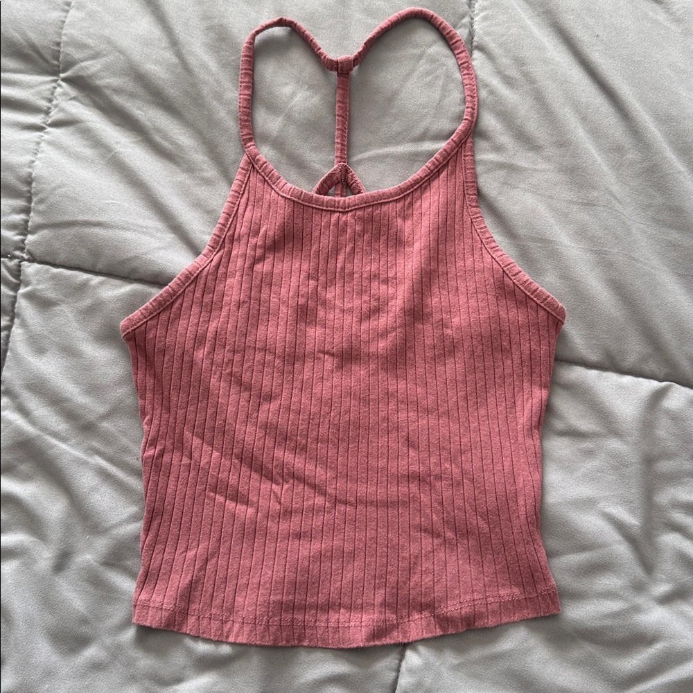 Dusty Pink Ribbed Tank Top (XS)